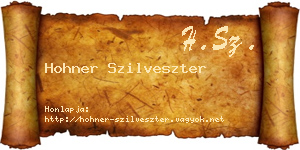 Hohner Szilveszter névjegykártya